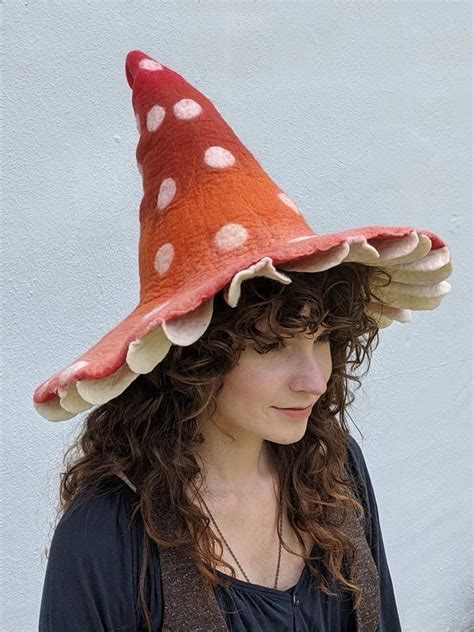 With hat mushroom